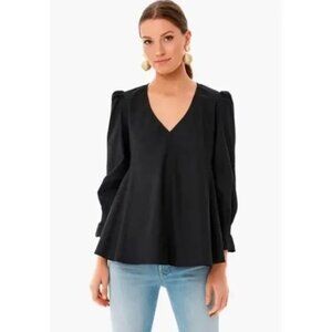 Pomander Place Black Easton Swing V-Neck Long Sleeve Blouse Size S